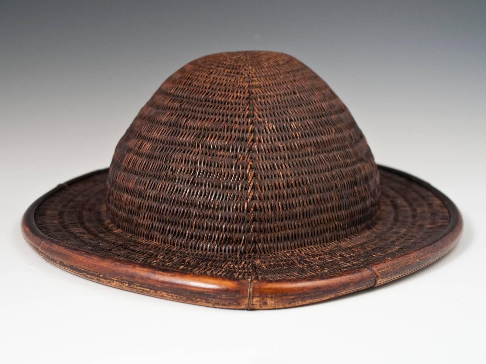 Late 19th Century Tribal Rattan and Bamboo Helmet, Northeastern India 1