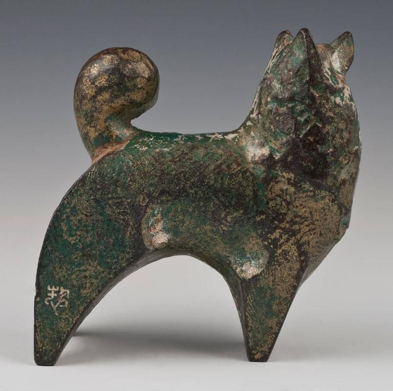 Mid Century Modern Akita Dog Okimono Sculpture Japan at 