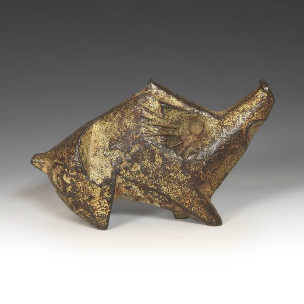 Offered by Zena Kruzick
Mid-20th century wild boar, Okimono, Japan
Cast iron, remnants of gilding or gold paint

Last year, a small group of cast iron animals was found in a burlap bag in a rural peddler's one-room home in Southwest China.