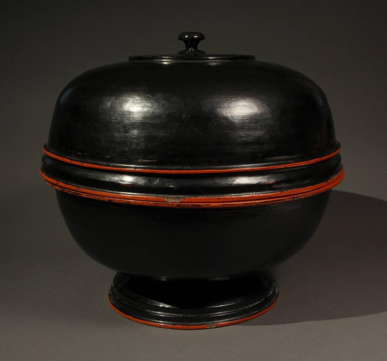 Lacquered Late 19th-Early 20th Century Black Lacquer Tribal Offering Vessel, Burma