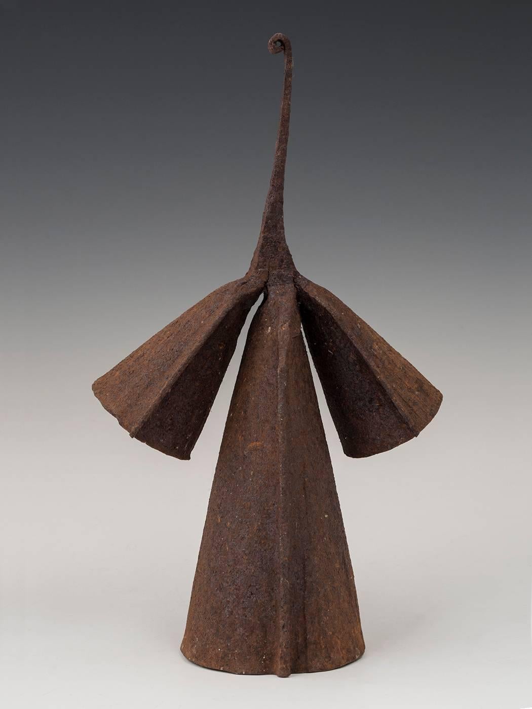 Early 20th Century Tribal Iron Gong Currency, Yoruba People, Nigeria, Africa

This very graceful anthropomorphic gong currency has two different pitches when struck.
 