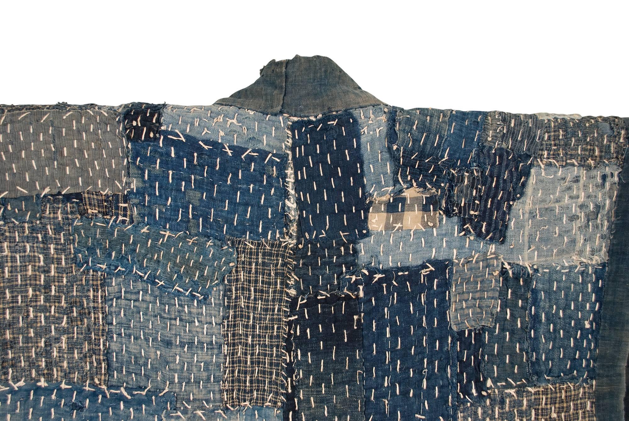 Japanese Late 19th Century Indigo-Dyed Cotton Patchwork Farmer’s Vest, Japan