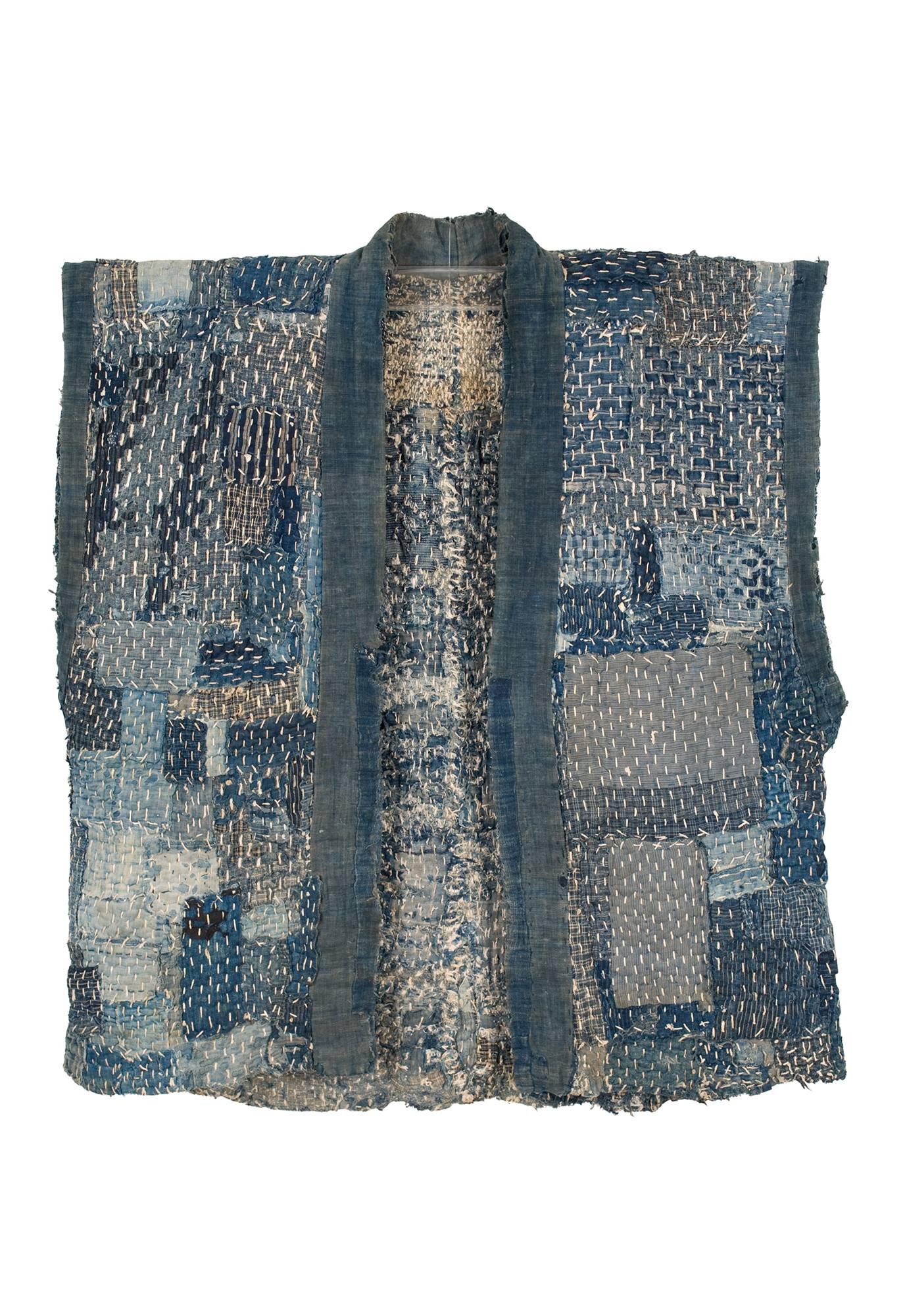Offered by JOHN RUDDY
Indigo-dyed cotton patchwork farmer’s vest, Japan, from the late 19th Century

A superb example of the resourcefulness required of Japanese rural life in the late 1900s.  Original condition.