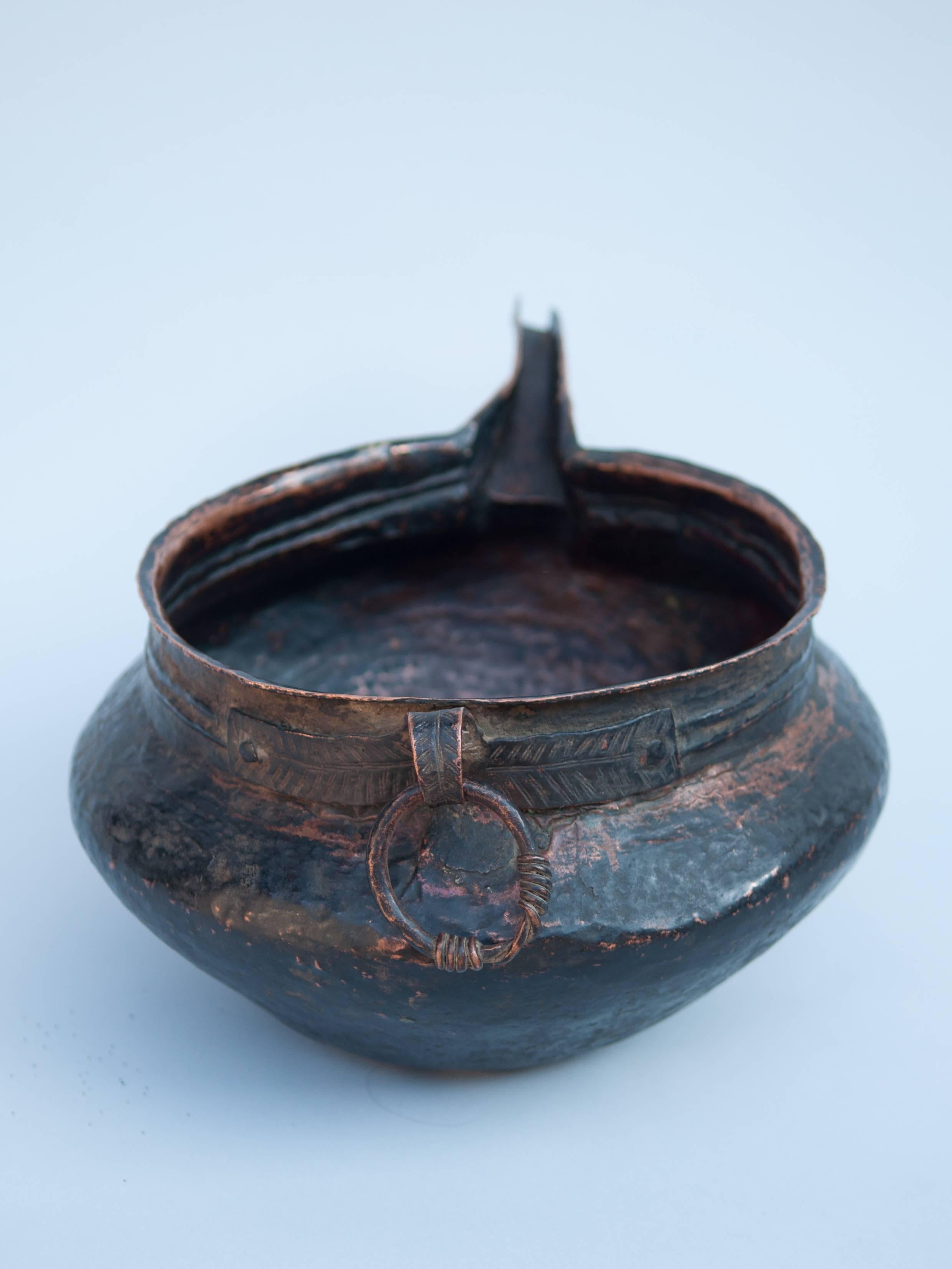 Copper Pot with Spout, Hand-Hammered, Tibet, Mid-20th Century 2