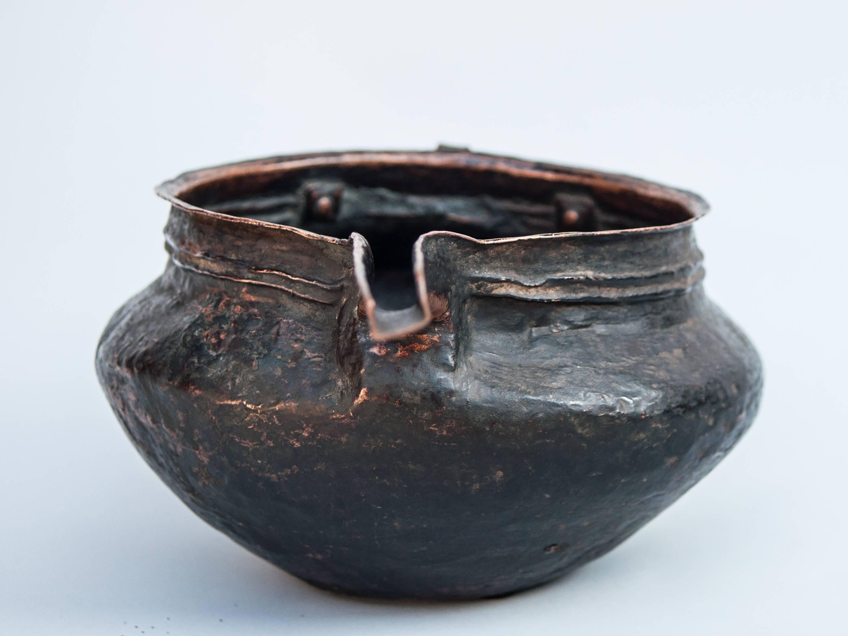 Copper Pot with Spout, Hand-Hammered, Tibet, Mid-20th Century 1