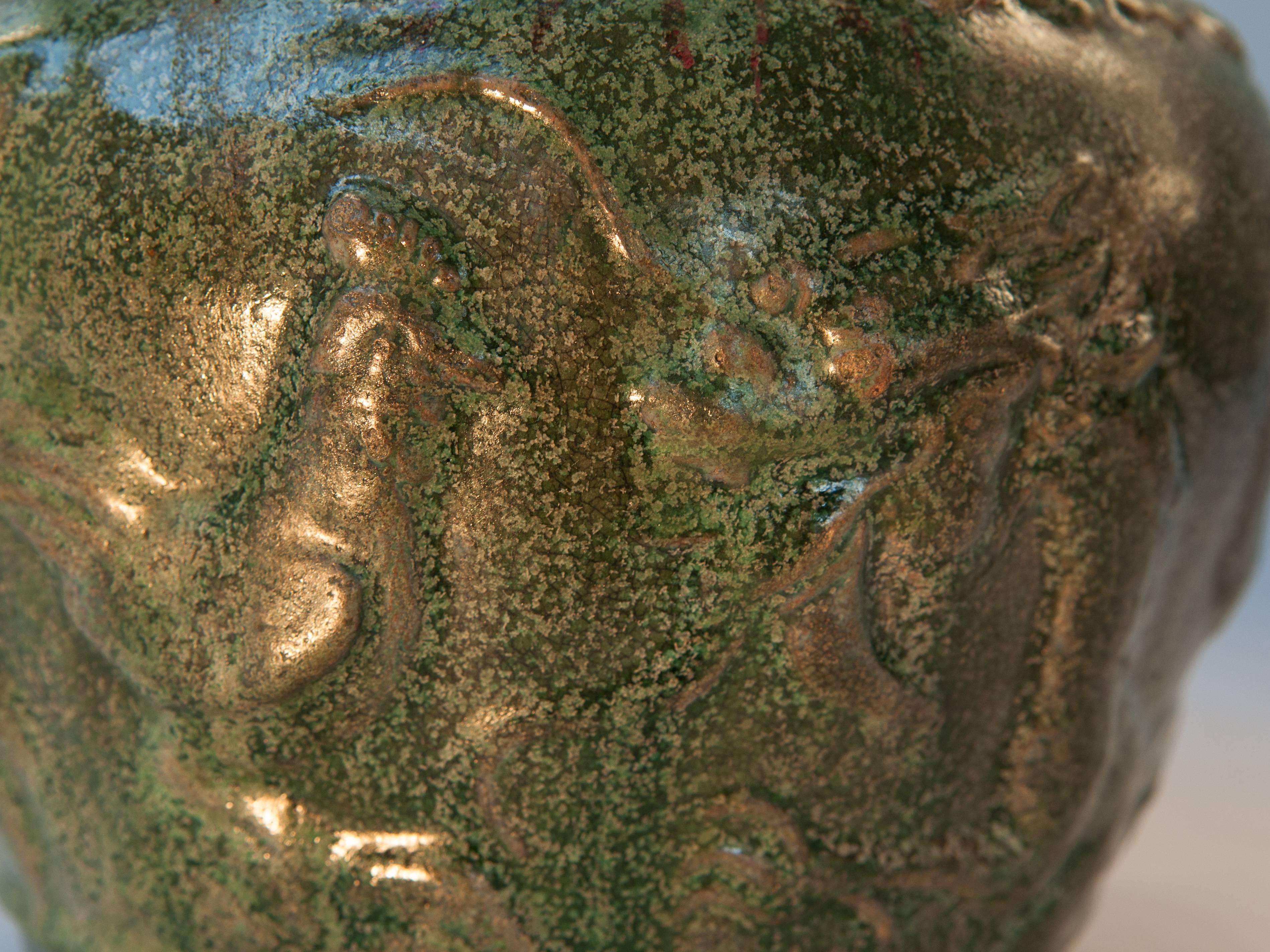 Hand-Crafted Green Glazed Pot from Southern Thailand Found off Java, Late 19th Century