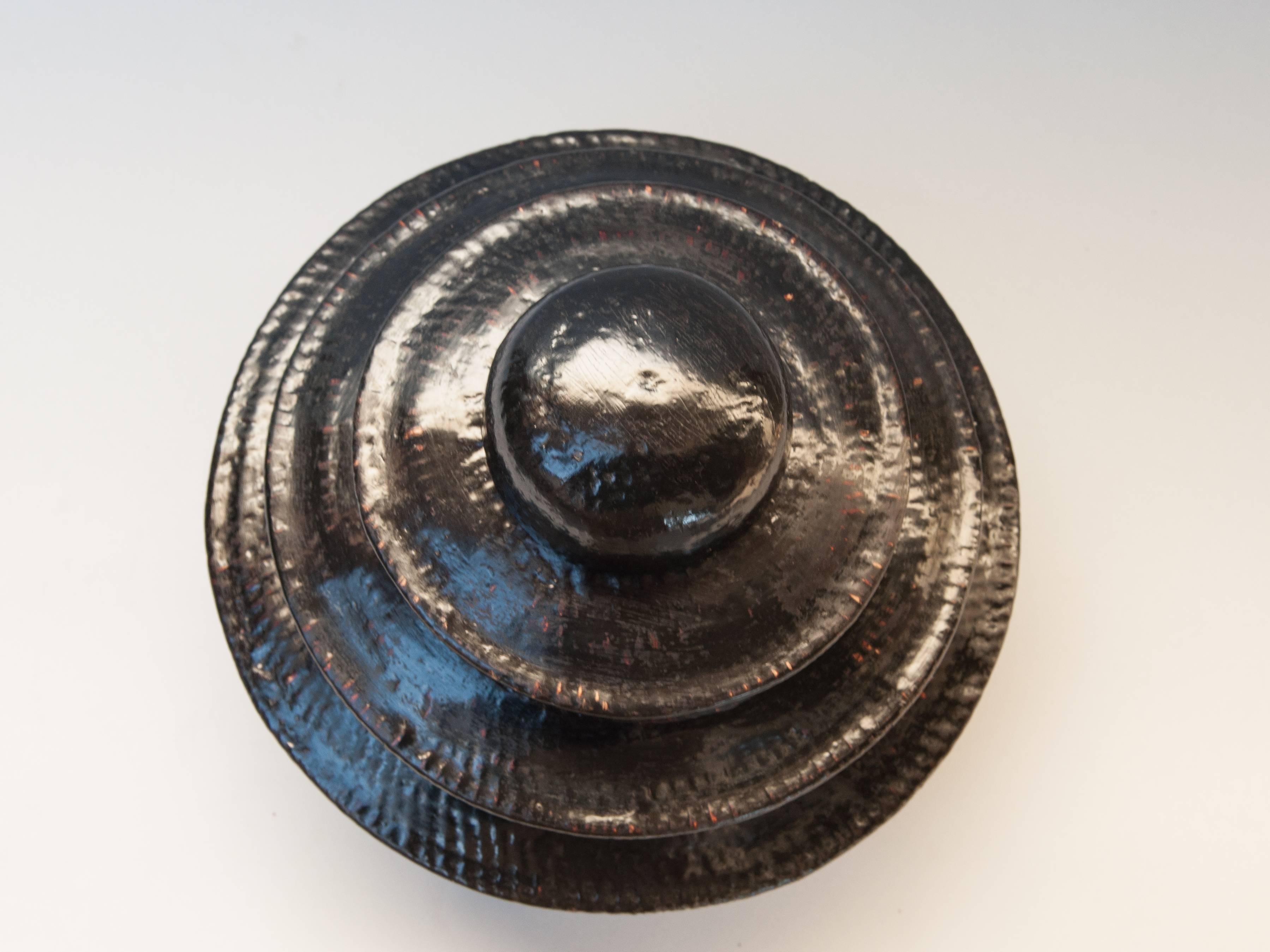 Tiered Black Lacquer Offering Vessel, Hsun Gwet, Burma Mid-20th Century, Rattan 3