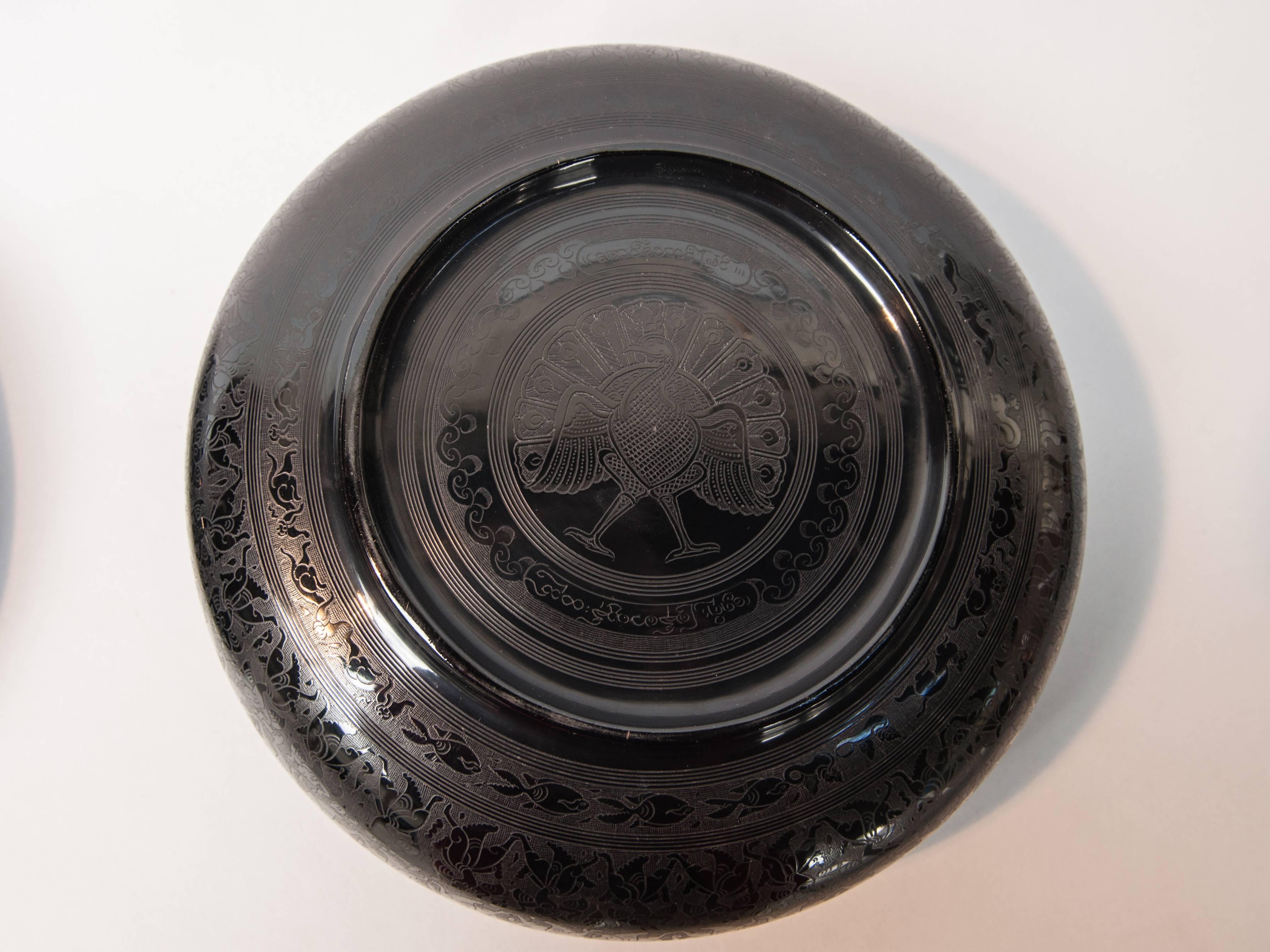 Black Lacquer Box with Hand Engraved Design, Late 20th Century, Burma 2