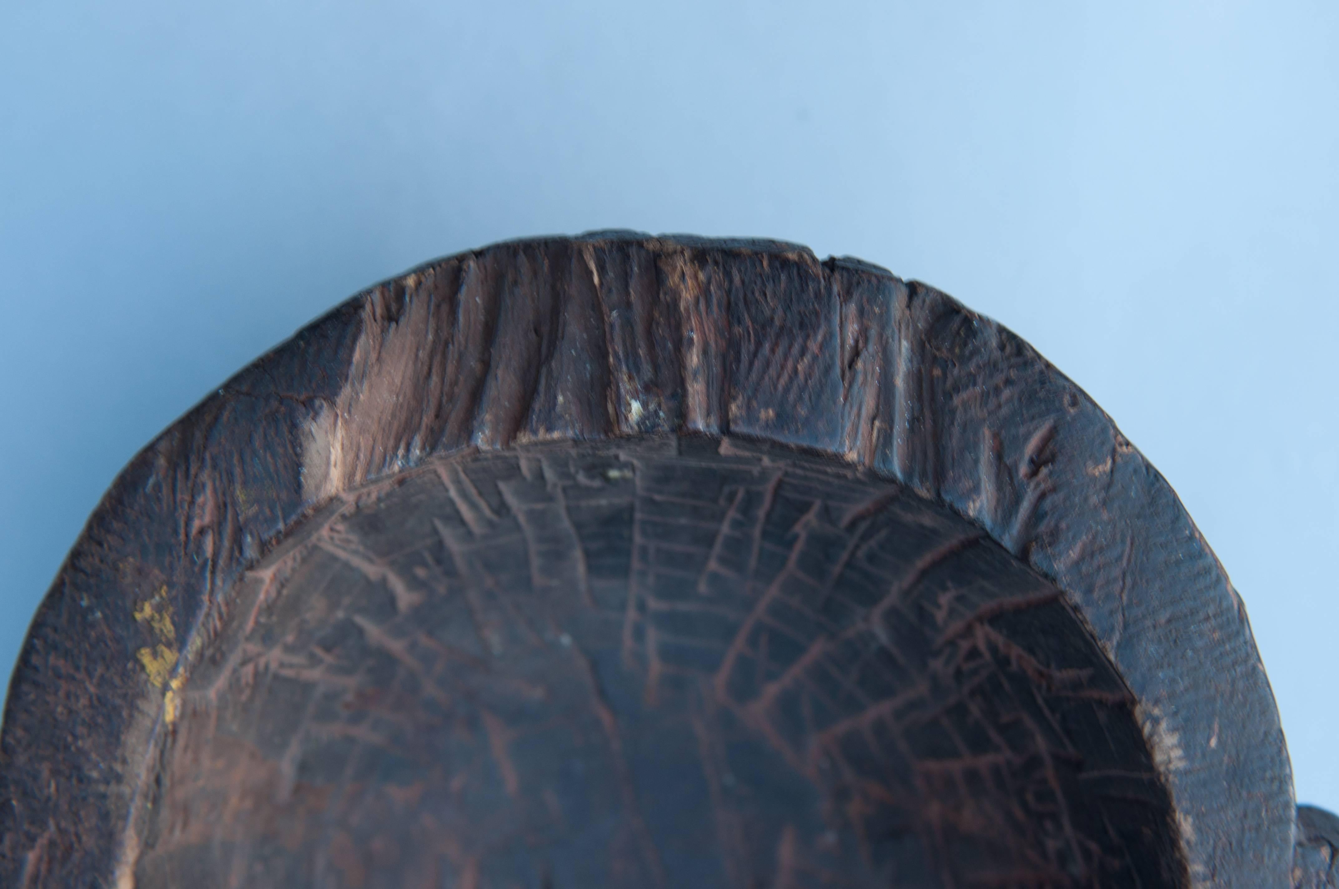 Wooden Mask, Tharu of Nepal, Early 20th Century In Good Condition In Point Richmond, CA