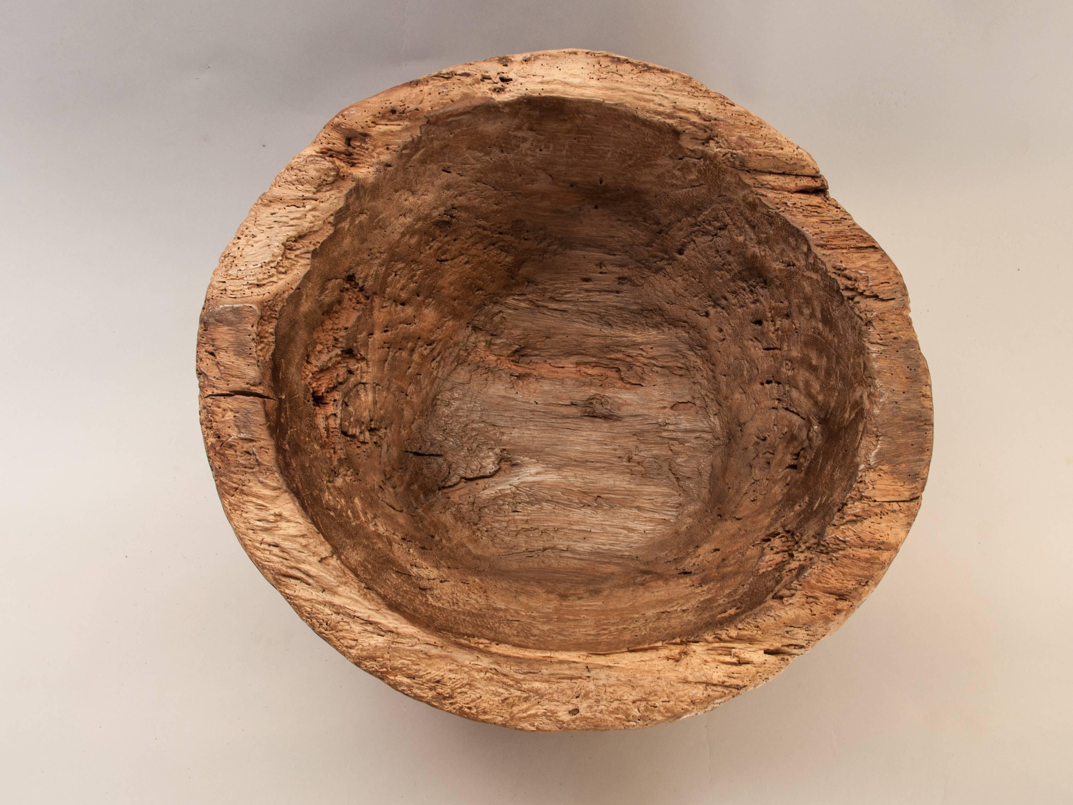 Rustic Handhewn Wooden Bowl, Java, Mid-20th Century 1