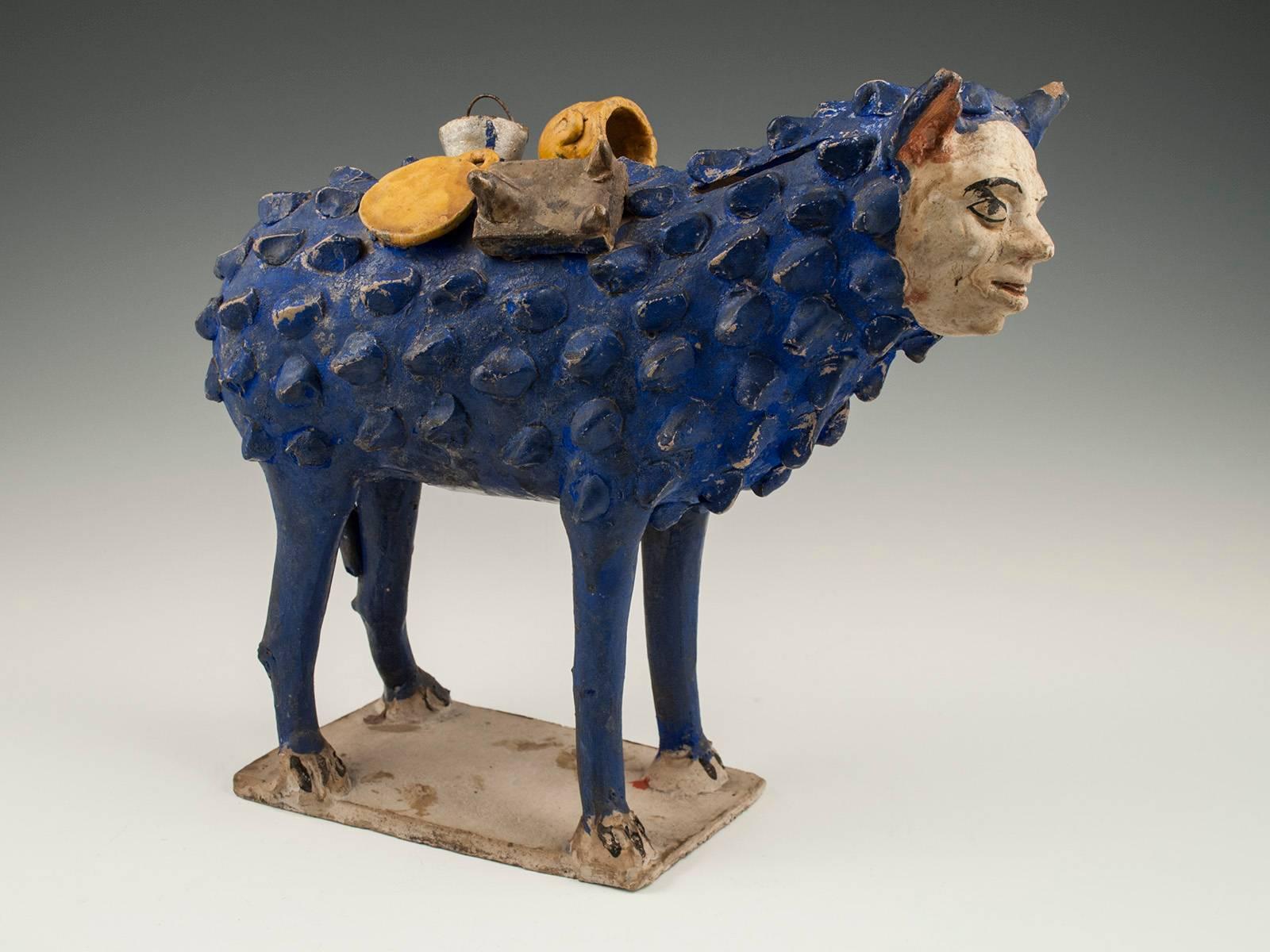 Offered by ZENA KRUZICK
Circa 1950s Ceramic Sheep Nagual Bank, Tlaquepaque, Jalisco, Mexico

This sheep nagual figure was likely made by Julián Acero, an important Mexcian artist who worked in the 1930s-50s, making toys and animal banks. Nagual were