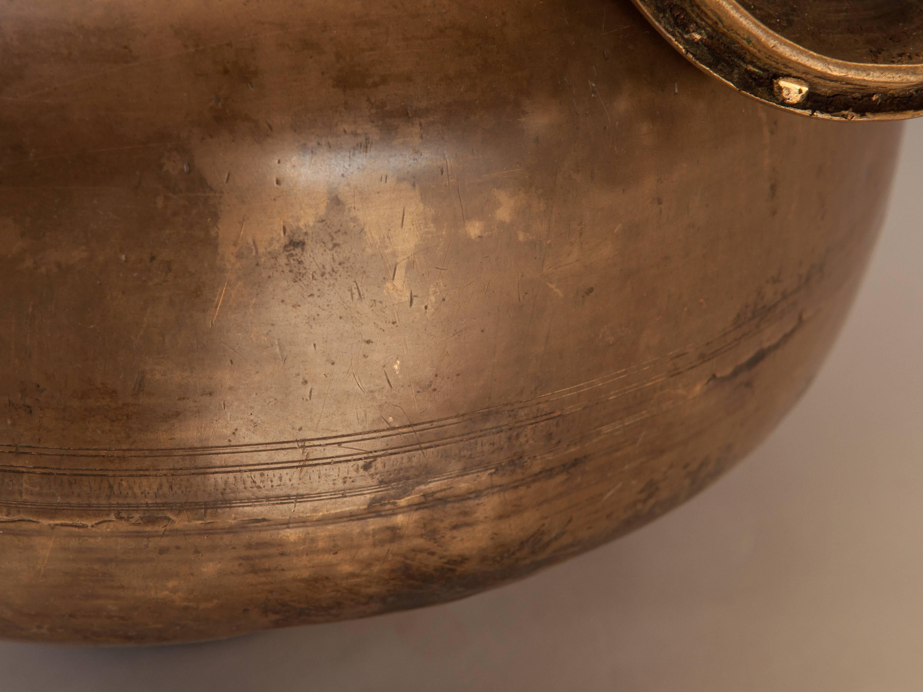 Indian Bengali Brass Water Pot with Cap, Mid-20th Century, Bengal, India