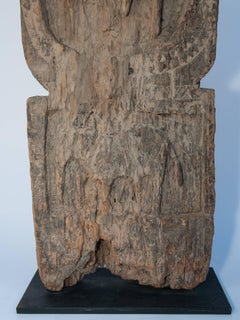 Tribal Marking Post from the Tharu of Nepal, Mid-20th Century with a Metal Base