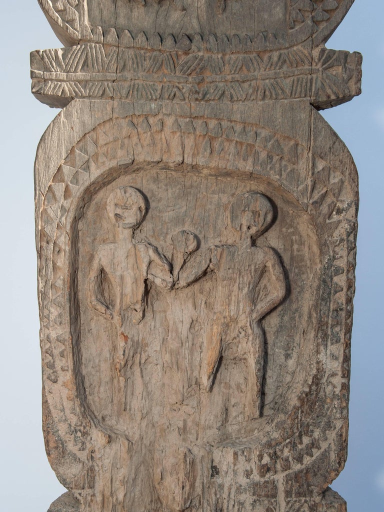 Tribal Ritual Binding Posts Tribal Marking Post from the Tharu of Nepal, Mid-20th Century with a ...