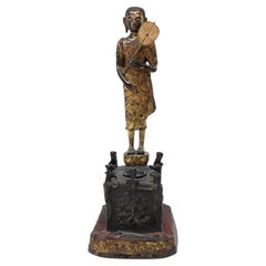 Thai Gilded Copper Alloy Sculpture of Phra Malai Visiting The Damned to Hell