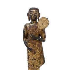 Thai Gilded Copper Alloy Sculpture of Phra Malai Visiting The Damned to Hell