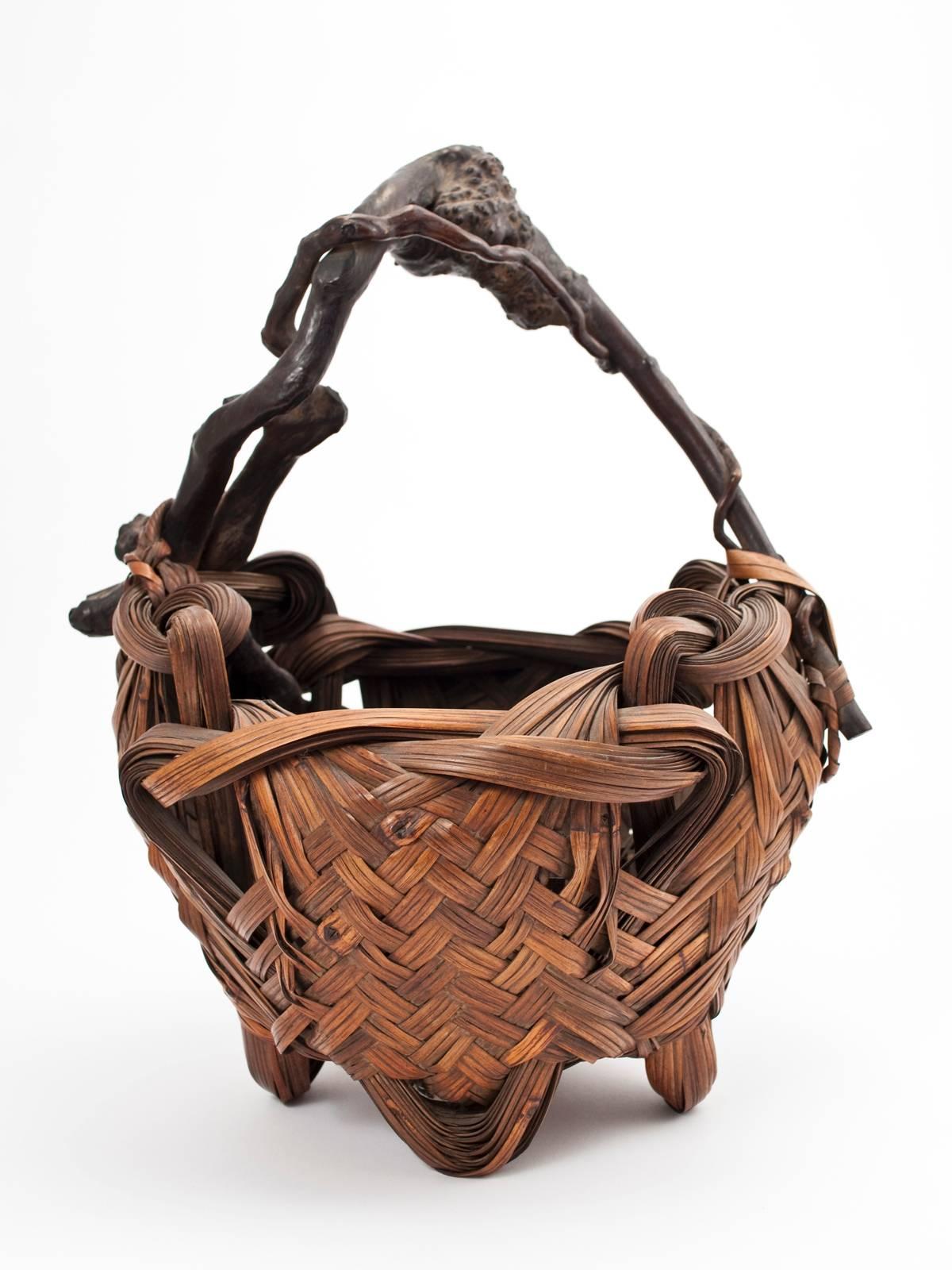 Woven Meiji Period Bamboo Ikebana Basket