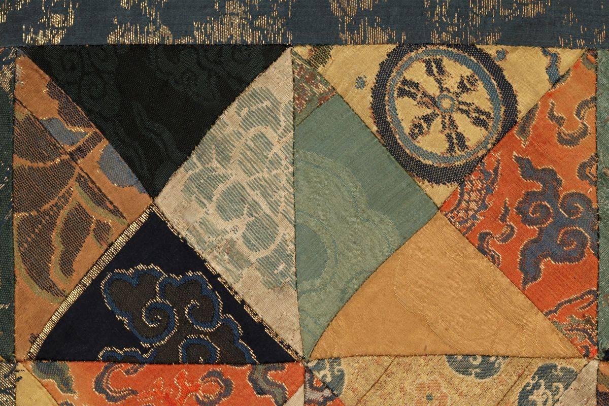 Patchwork Antique Tibetan Geometric Silk Damask Altar Cloth