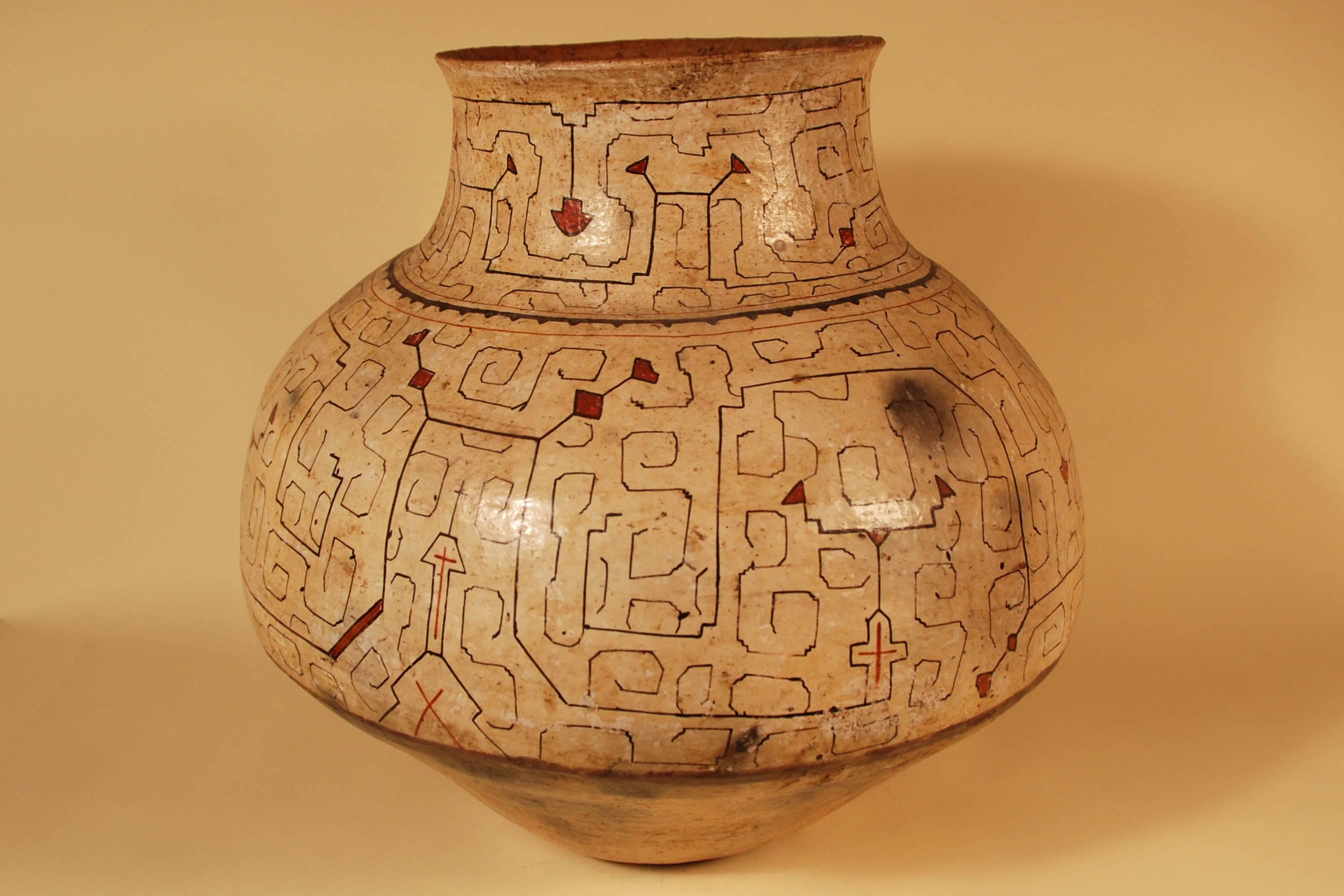 Primitive Mid-20th Century Large Tribal Ceramic Pot, Shipibo Culture Peruvian Amazon