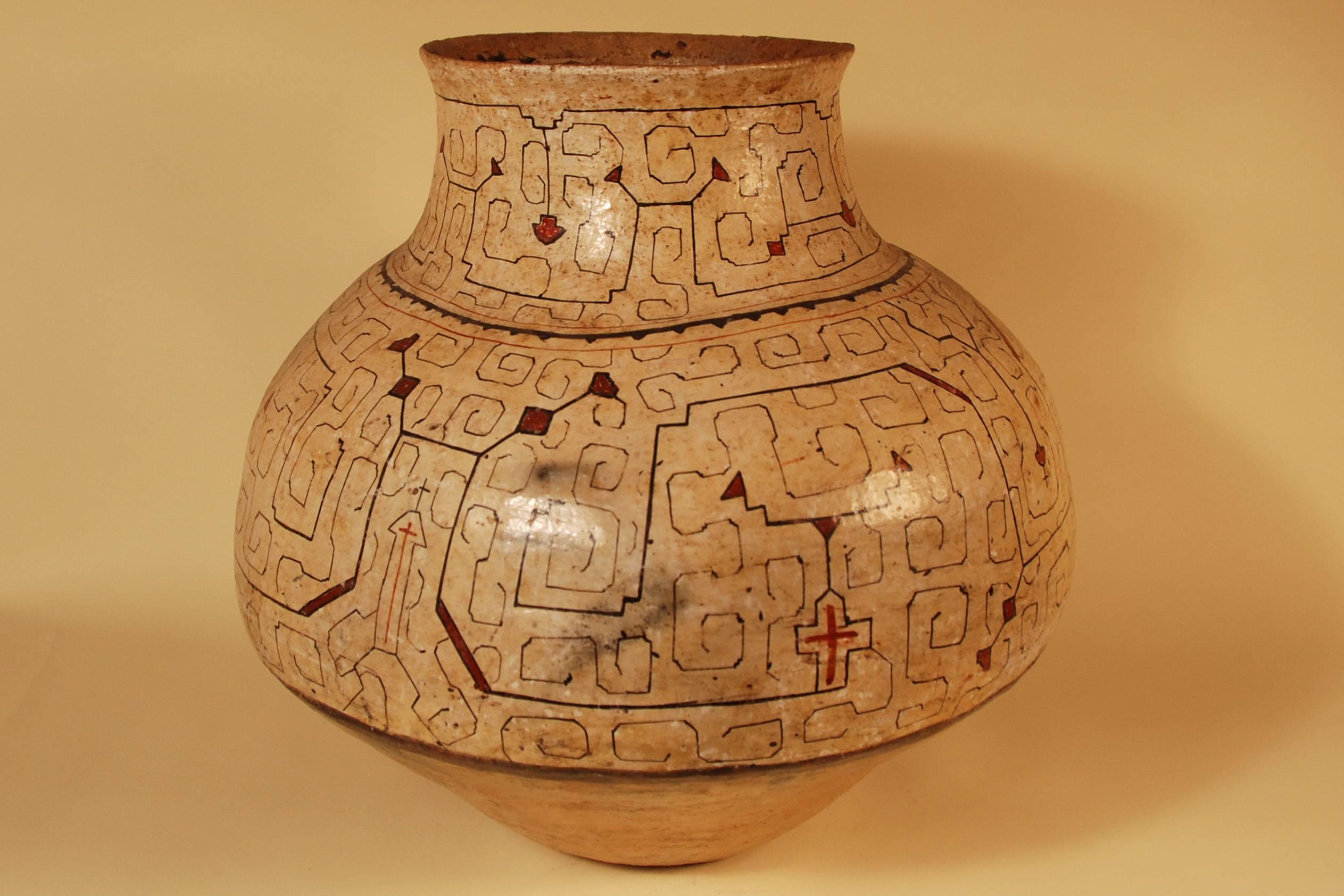 Hand-Crafted Mid-20th Century Large Tribal Ceramic Pot, Shipibo Culture Peruvian Amazon