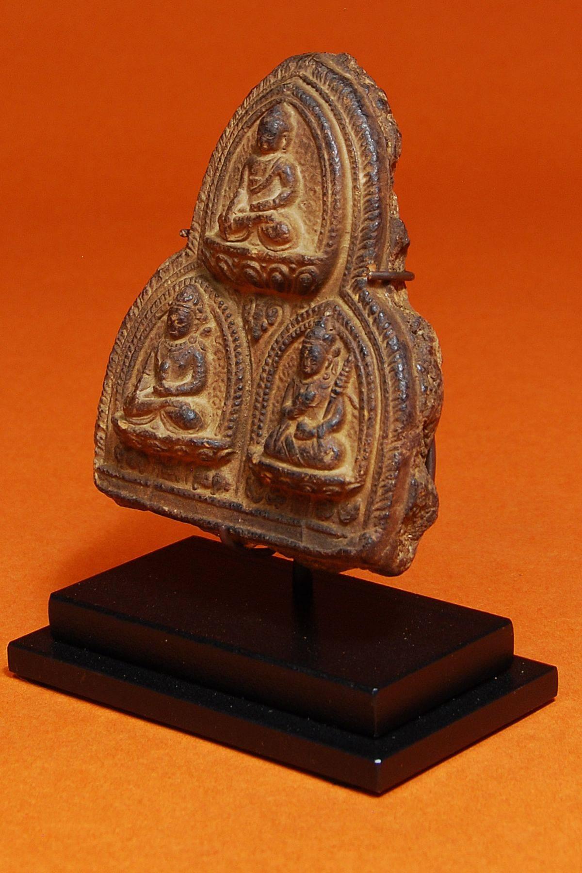 Hand-Crafted 20th Century or Earlier Buddhist Clay Tsa Tsa or Votive from Nepal