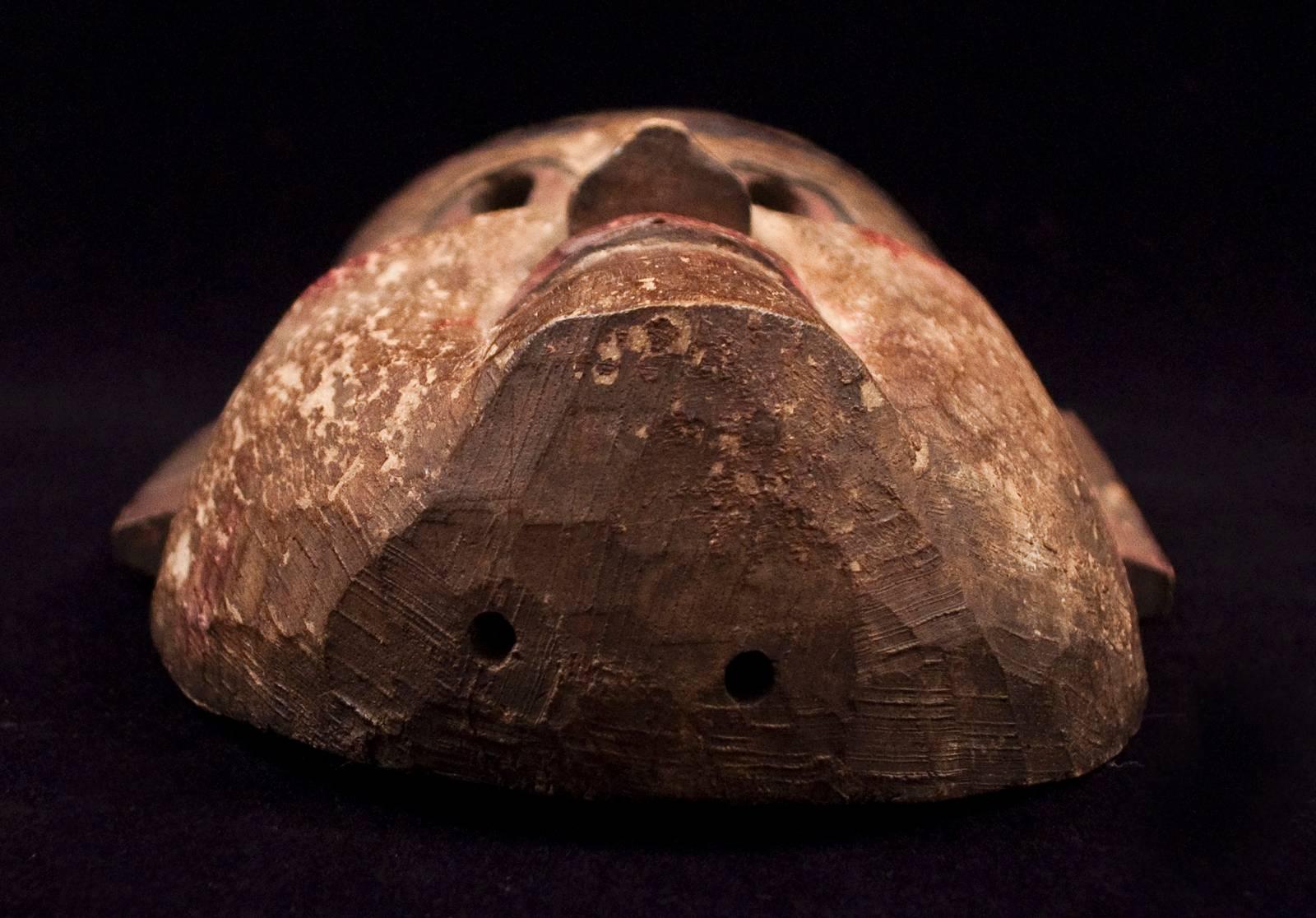 Late 19th-Early 20th Century Wood Theater Mask from Nepal In Good Condition In Point Richmond, CA