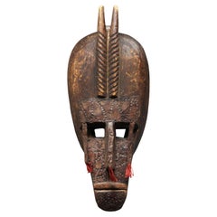 Starke Marka Antilope menschliche Maske Holz mit Metall, Mali Afrika