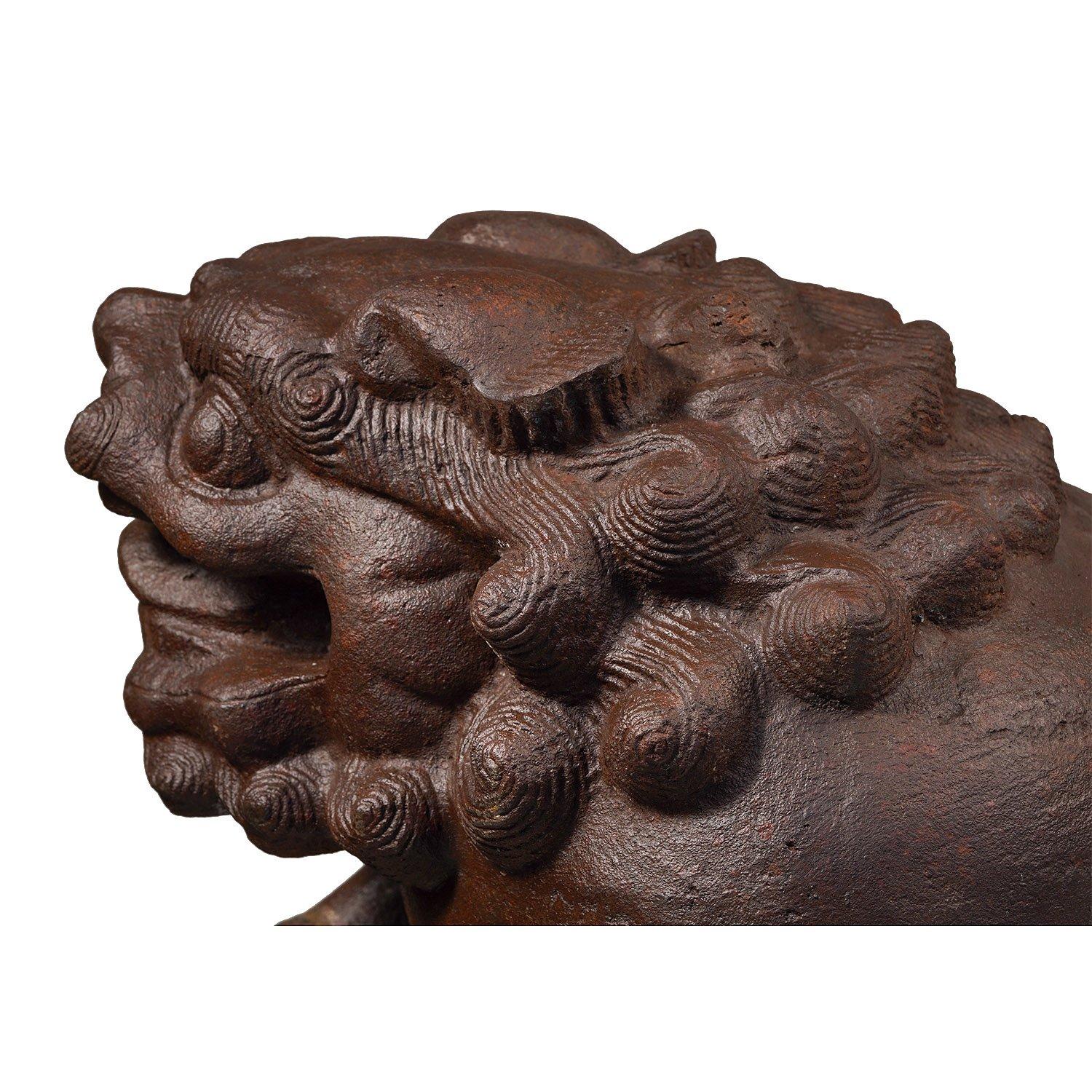 20th Century Large Pair of Chinese Cast Iron Guardian Lions For Sale 6
