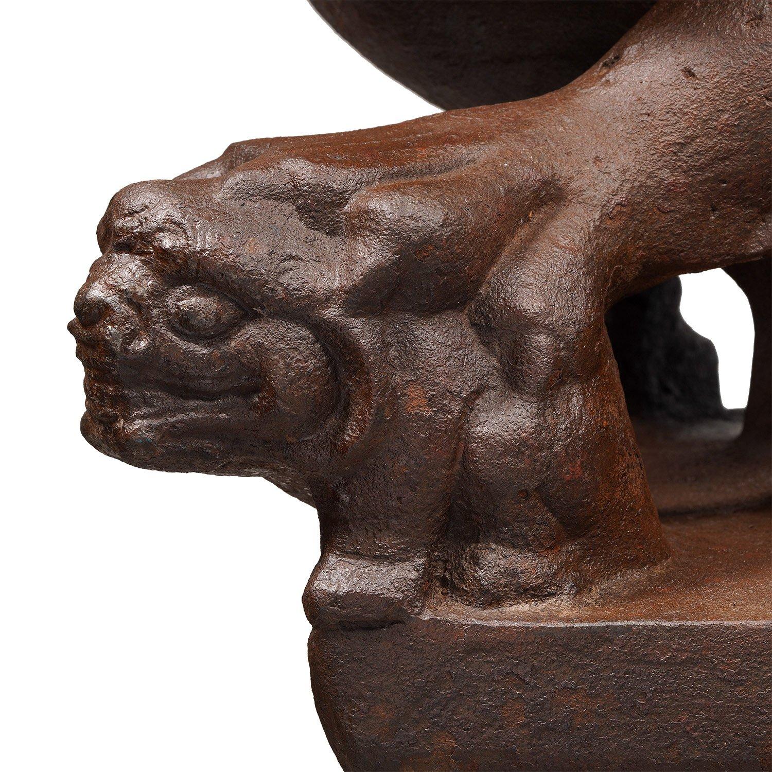 20th Century Large Pair of Chinese Cast Iron Guardian Lions For Sale 9