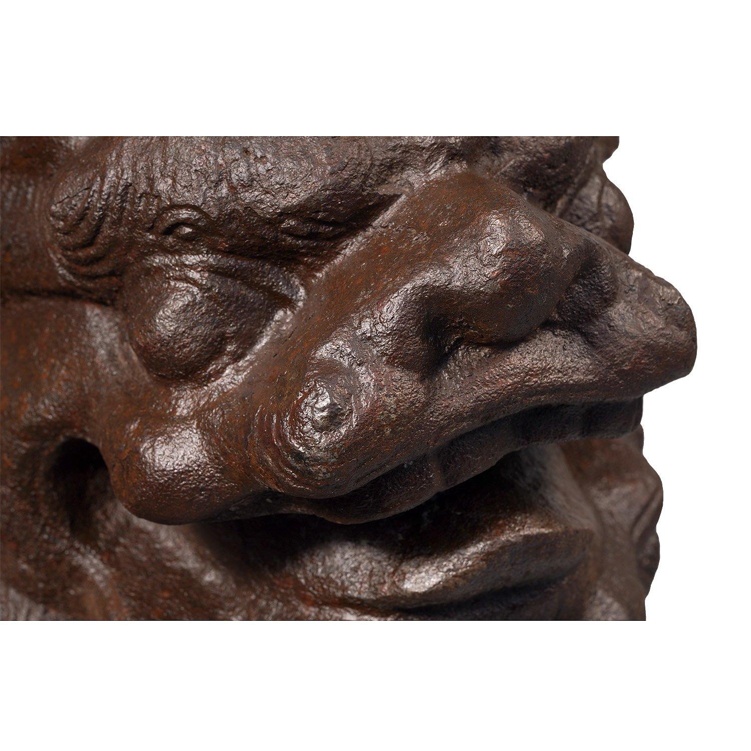 20th Century Large Pair of Chinese Cast Iron Guardian Lions For Sale 15