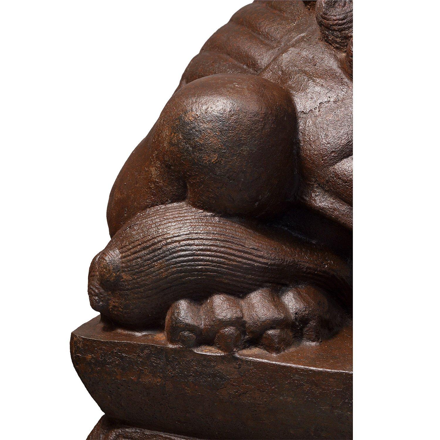 20th Century Large Pair of Chinese Cast Iron Guardian Lions For Sale 13