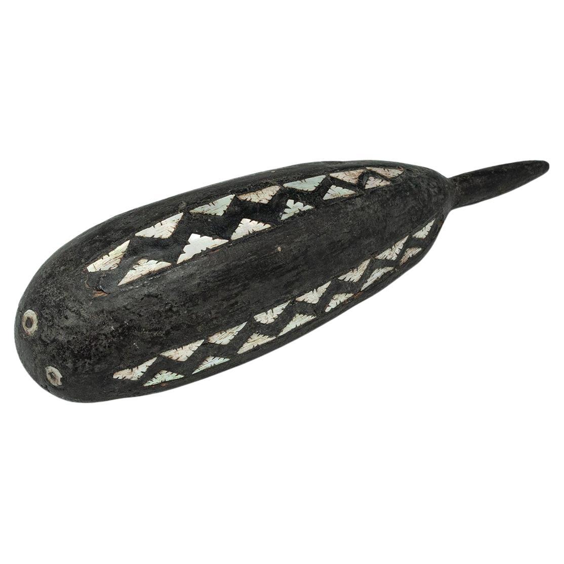 Early 20th Century Wood and Shell Inlay Scoop, Solomon Islands For Sale