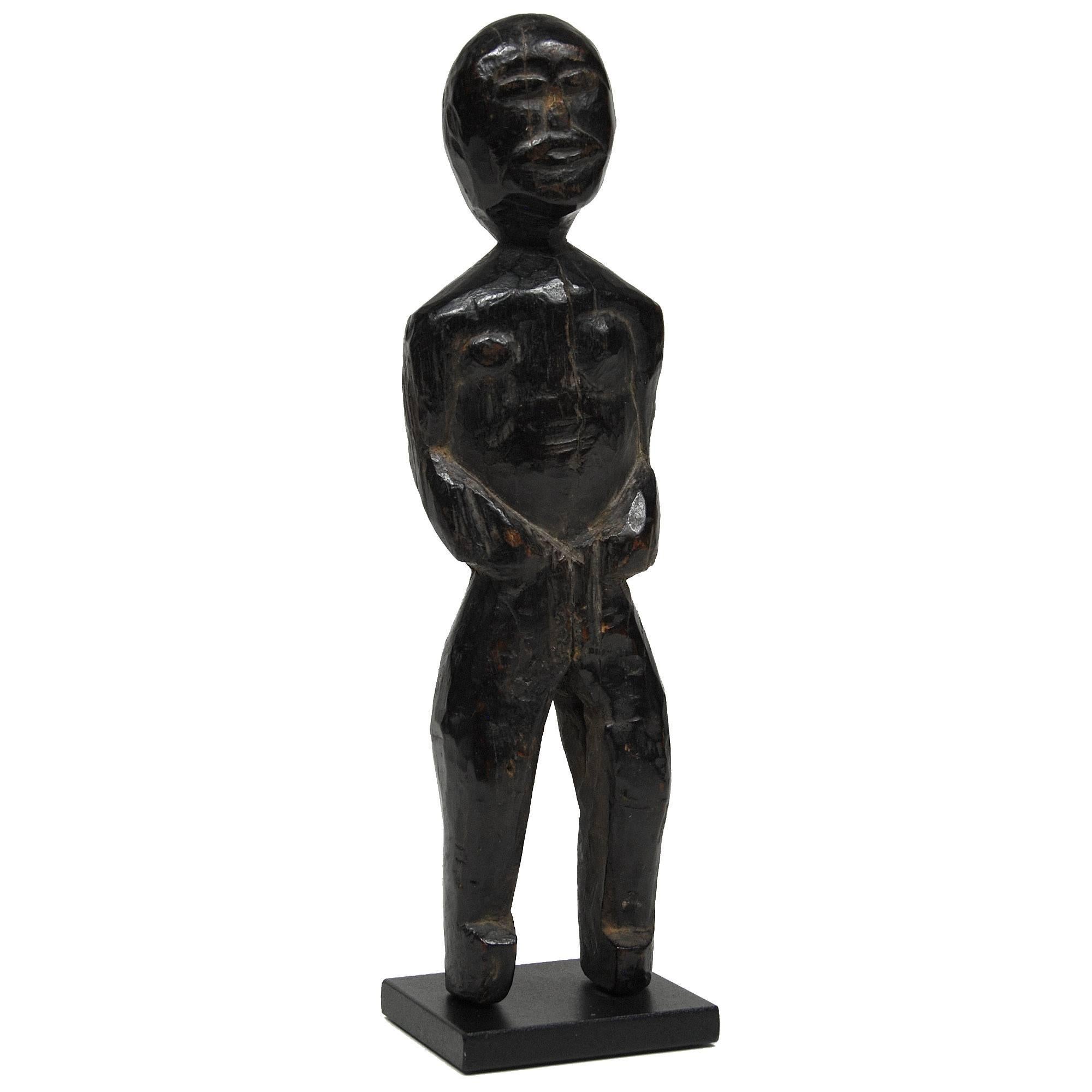 Nepalese Early 20th Century Simply Carved Wood Figure from Nepal