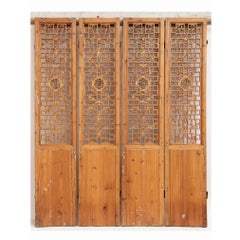 A Set of 4 Antique Chinese Openwork Wood Doors