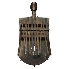 Old Used African Mbira or Sanza Finger Piano Wood Metal Congo with Head