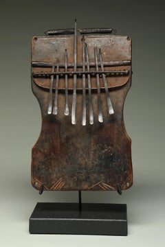 Old Used African Mbira or Sanza Finger Piano Wood Metal Congo Abstract Shape