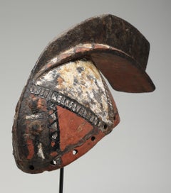 Early Danced Mossi Stylized Animal Mask With Polychrome and Crest Burkina Faso