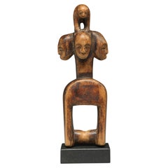 Old Baule Multiple Head Human Wood Old Heddle Loom Pulley Ivory Coast Africa