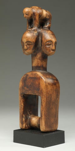 Old Baule Multiple Head Human Wood Old Heddle Loom Pulley Ivory Coast Africa