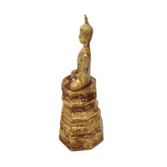 Antique Thai Gilded Metal Miniature Buddha Figure