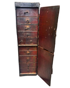Antique Double Doors Ten (10) Drawers Japanese Peddler's Tansu, Edo Period