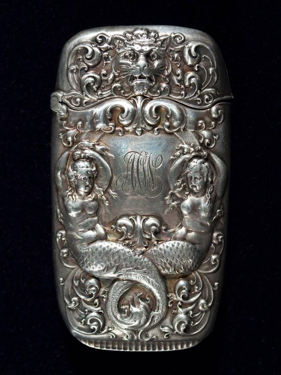 Details about   Antique Art Nouveau Sterling Silver Match Safe Vesta Case Acanthus 