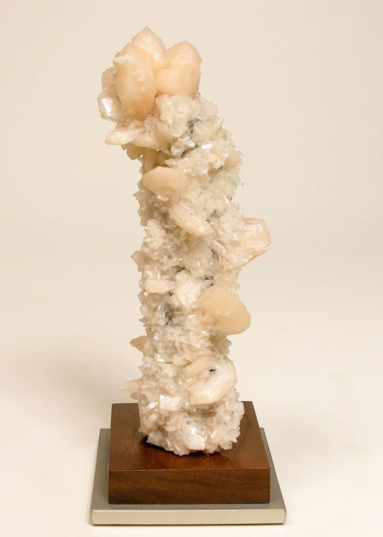 Other Naturally Formed Mineral Peach Stilbite on Apophyllite Sculpture For Sale