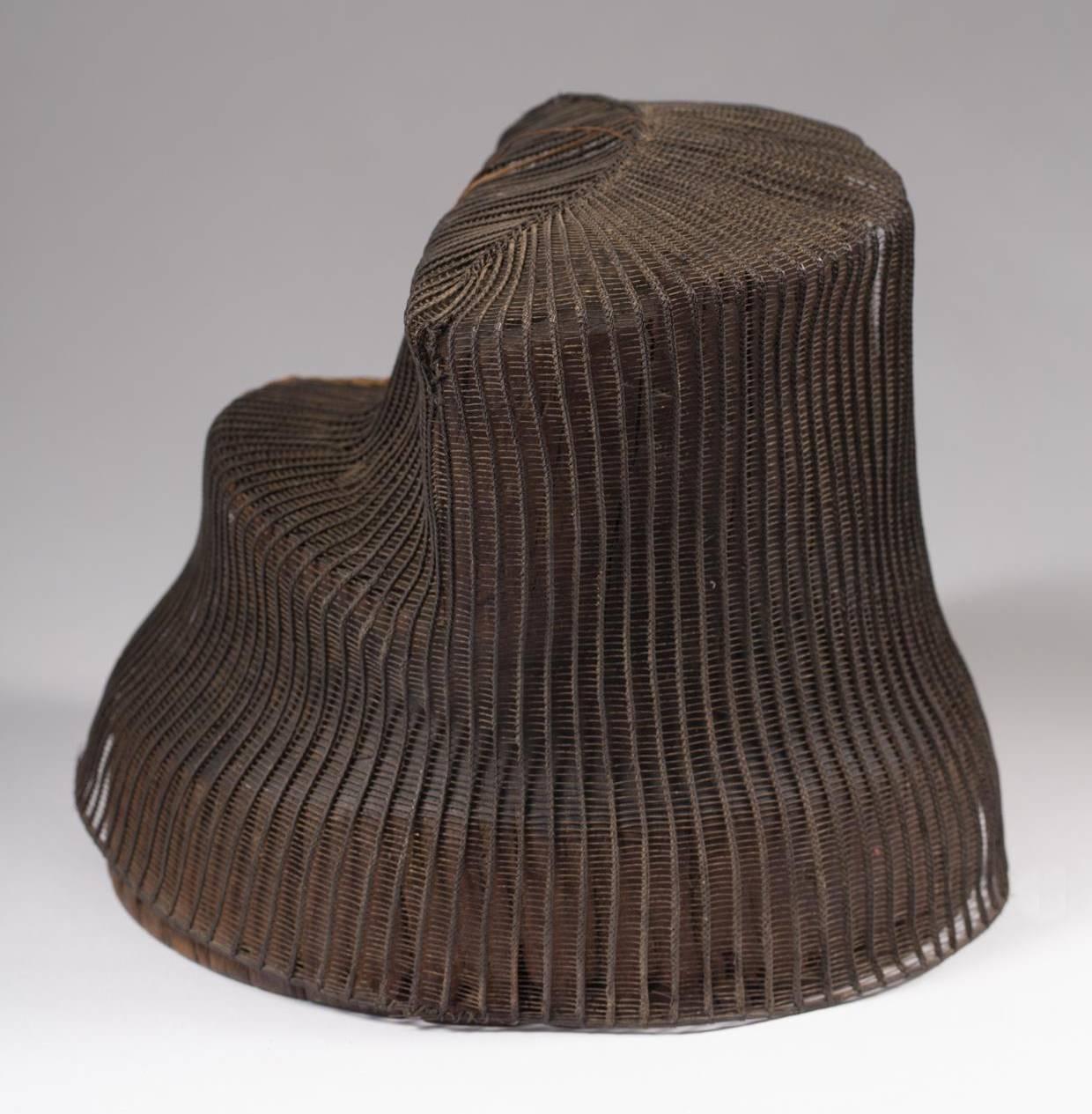 Minimalist Late 19th Century Horse Hair Hat with Original Wood Base, Korea