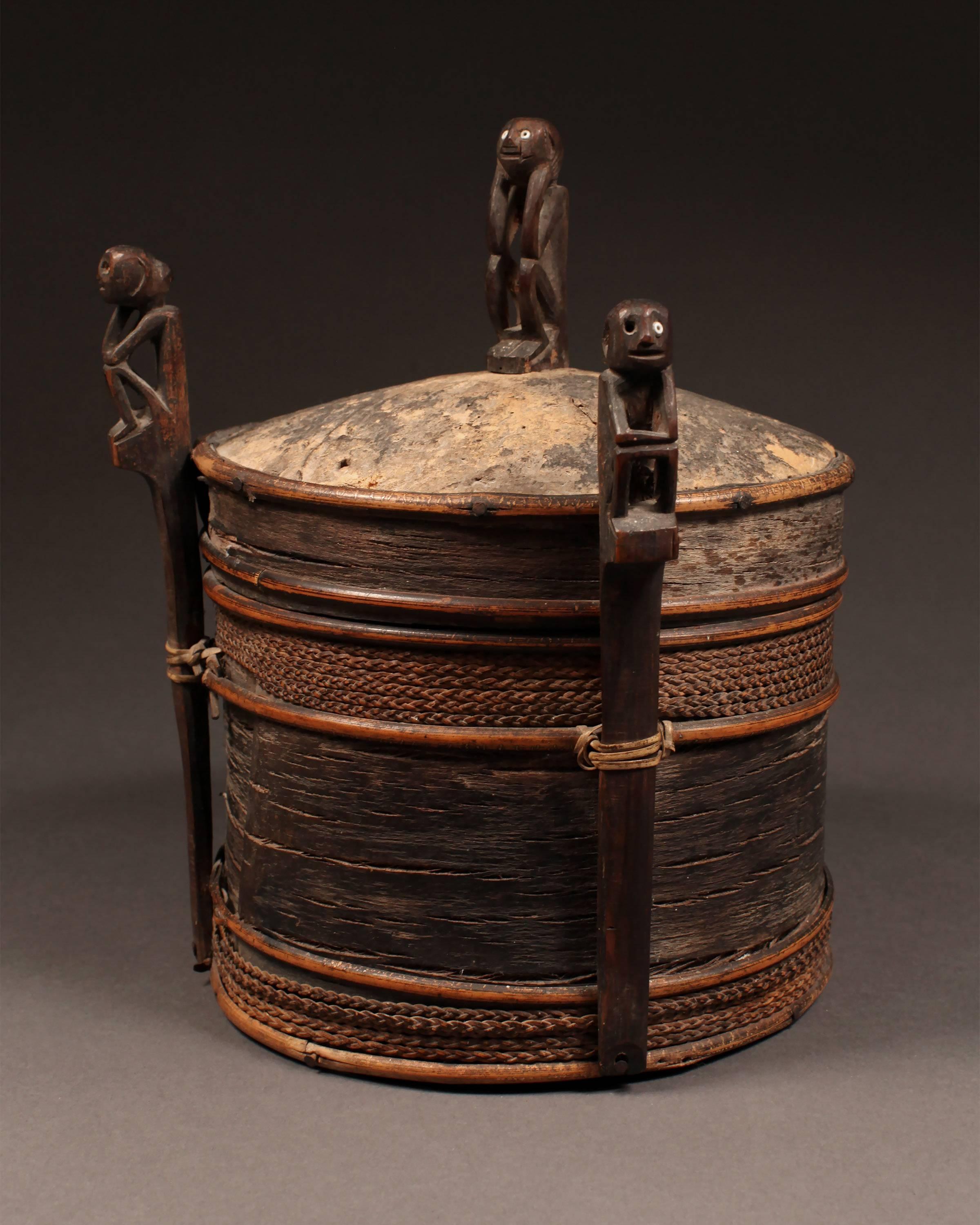 Dayak Shaman's box
Iban Dayak, Sarawak, Malaysia
Late 19th-early 20th century
Wood, bark, rattan, bamboo, braided fiber.