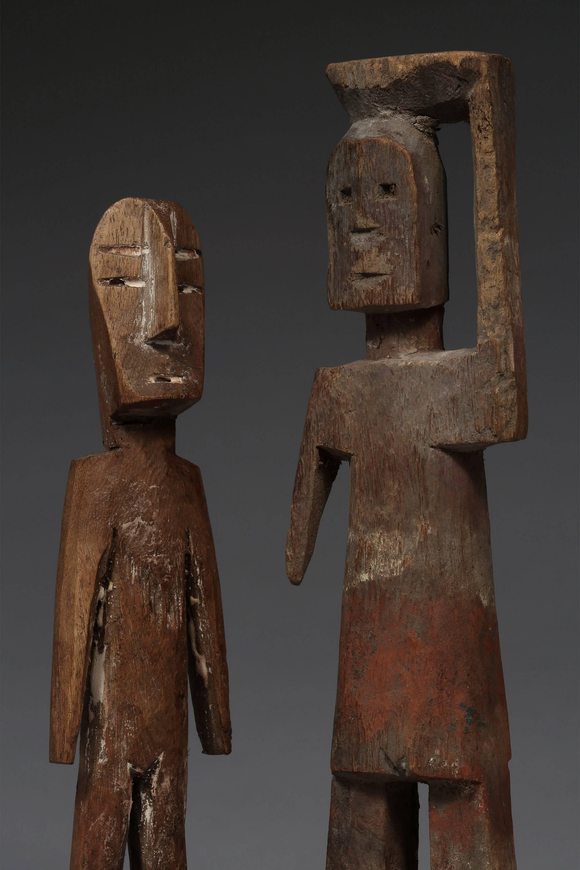 Wood 20th Century Collection of Doll like Ancestor Figures Adan Culture Ghana Africa
