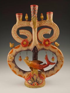 Midcentury Folk Art Candelabra by Aurelio Flores, Izucar de Matamoros, Mexico