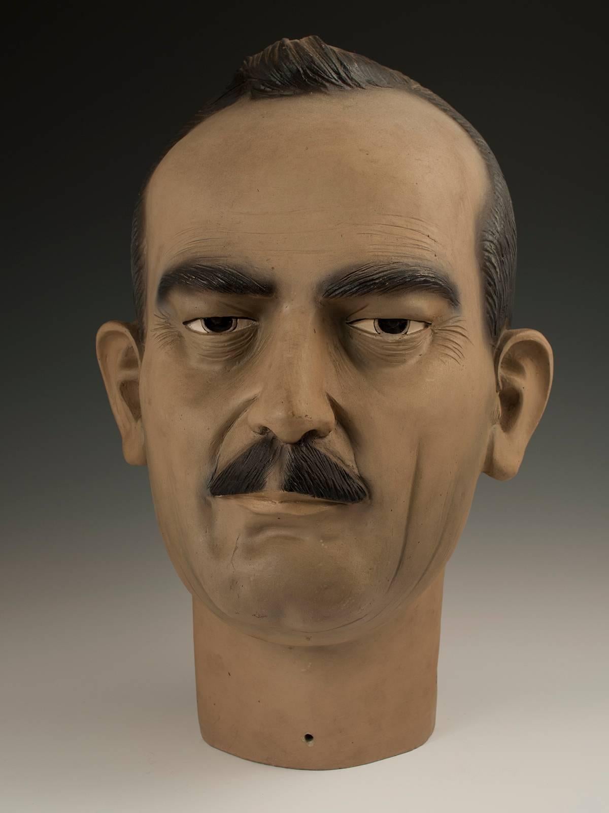 Midcentury ceramic folk art bust of Carlos Fuentes Macías (1928-2012), Mexico. 

This rare portrait bust of the writer and essayist, Carlos Fuentes, was collected in the 1950s by the Roscoe’s and is in very good condition. There's a small chip under