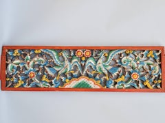 Satz von drei handgeschnitzten architektonischen Tafeln aus Teakholz aus Java:: Mitte des 20