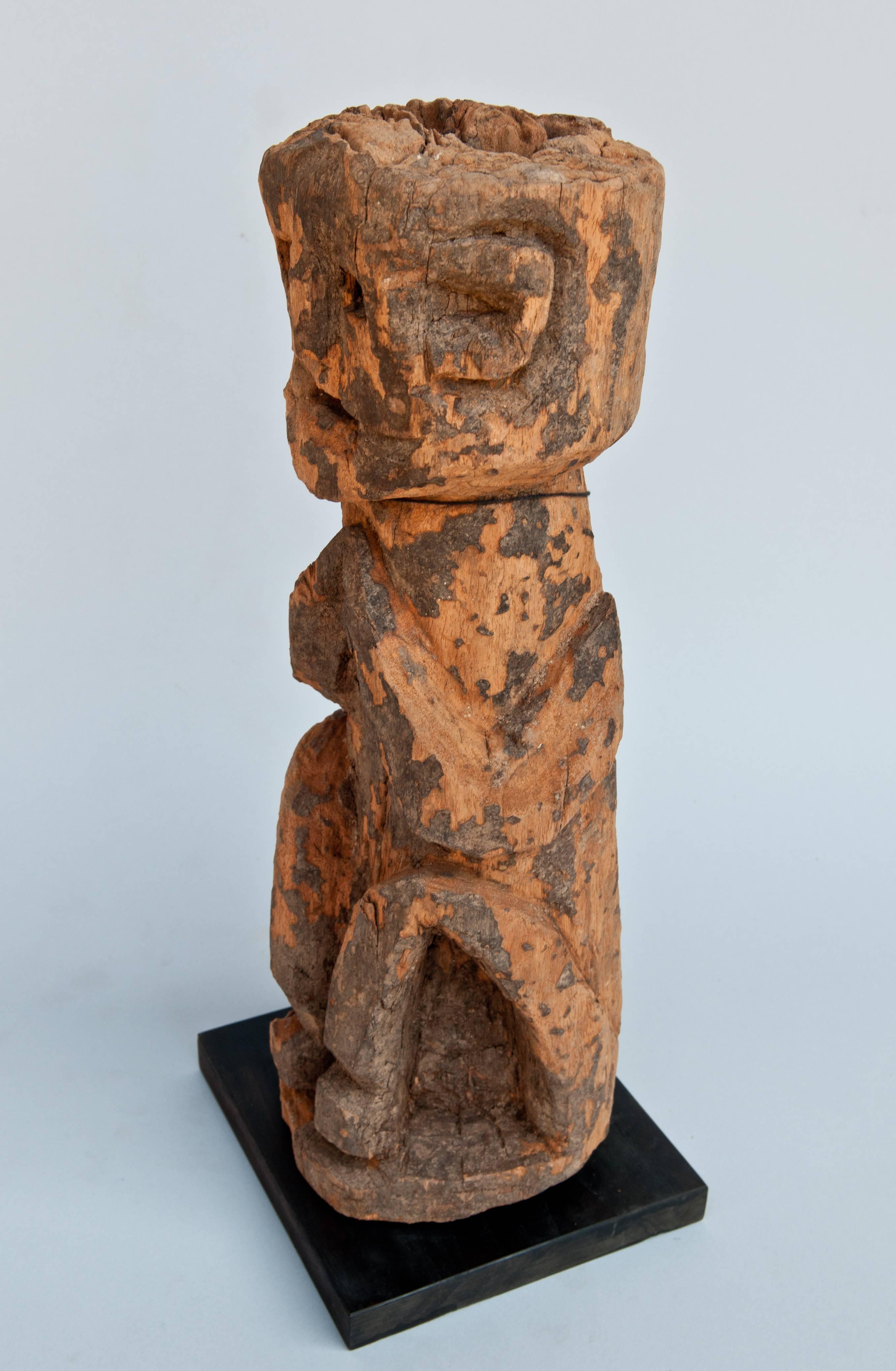 Tribal Wooden Ancestral Figure from West Nepal, Early to Mid 20th Century, Wooden Stand
